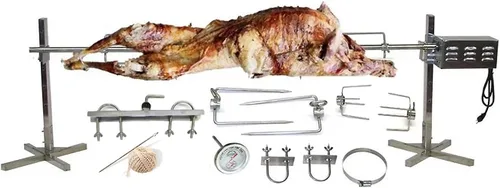 Kit de asador de cerdo, cerdo entero, cordero BBQ SpitJack CXB85. Motor eléctrico de 40W, asa de 60 pulgadas, todo el hardware de sujeción de acero