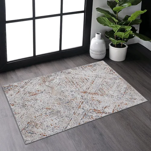 Miniatura 48 de NAAR PAYAS Collection - Alfombra de área de 6 x 9 pies, diseño de medallón crema y azul, no se desprende, resistente a las manchas, para sala