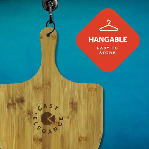 Miniatura 2 de Cast Elegance Madera de bambú de 12 pulgadas para horno, paleta de pizza con bordes fáciles de deslizar y mango para hornear, espátula ligera