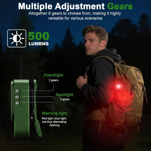 Miniatura 5 de Linterna EDC recargable profesional con clip de 500 lúmenes, luz de clip con tres soluciones de iluminación, carga USB C, linterna magnética IPX6