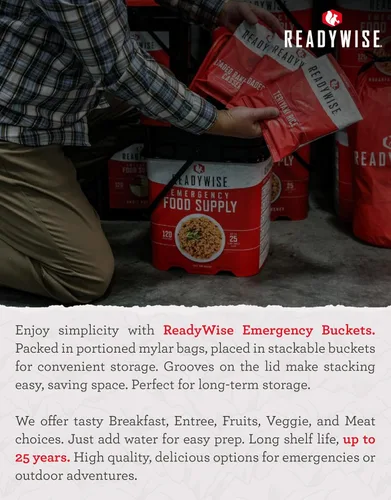 Miniatura 7 de ReadyWise Prepper Pack Cubo – 52 porciones de suministro de alimentos de emergencia, kit de supervivencia, comidas con proteínas, alimentos