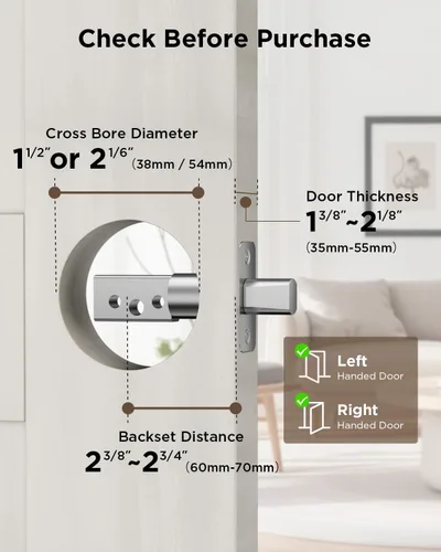 Miniatura 7 de TCL Cerradura inteligente Wi-Fi D1, cerradura de puerta de huellas dactilares, cerradura de cerrojo de entrada sin llave para puerta delantera, WiFi