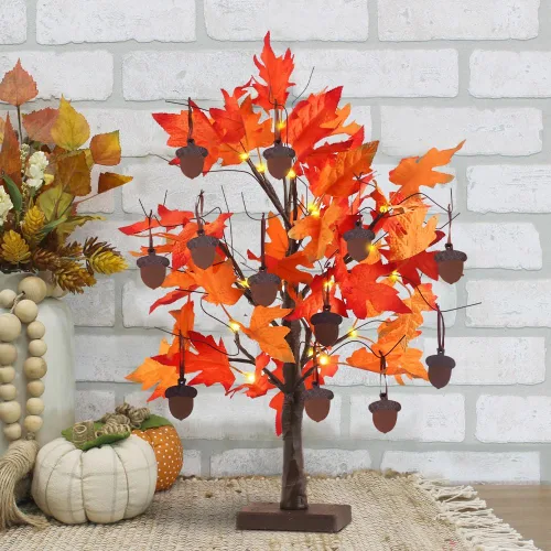 Miniatura 5 de YEAHOME Decoraciones de otoño para el hogar, decoraciones de Acción de Gracias, árbol de hojas de arce de otoño iluminado de 24 pulgadas/2 pies