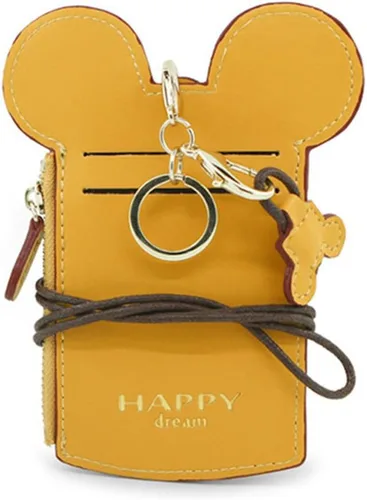 Bolsa para el cuello, bolsa de cuero de viaje pequeña para tarjetas de identificación de estudiante, con cordón para el cuello, bolsa con monedero