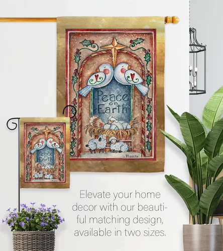 Miniatura 8 de Bandera de palomas de la paz en la tierra, decoración de pesebre, pancarta de invierno para colgar en la pared, hogar, porche, exterior, tapiz