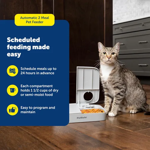 Miniatura 2 de PetSafe Analog 2 Comedero Programable para 2 Comidas para Mascotas, Comedero Automático para Perros y Gatos - Dispensador de Comida Seca