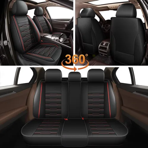 Miniatura 6 de AOMSAZTO Funda de asiento de automóvil de ajuste personalizado para Volkswagen Jetta 2008-2024 2025, protector de asiento de coche de piel Línea roja