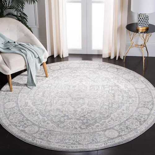 Miniatura 14 de SAFAVIEH - Alfombra de la colección Brentwood - 6' x 9', azul marino y gris claro, diseño envejecido con medallón, no desprende pelusa y fácil azul
