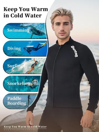 Miniatura 5 de Owntop Camisetas de neopreno Mujeres y hombres Manga larga de neopreno de 0.079 in Flexible y cómodo Cremallera frontal YKK Surfing Buceo