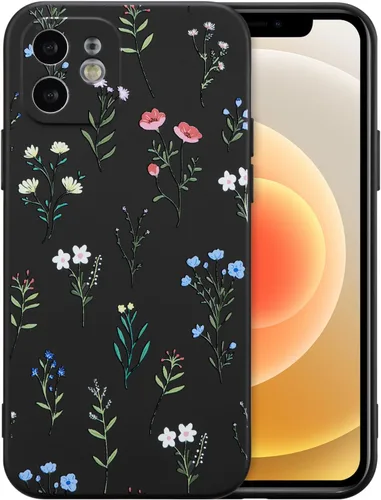 Miniatura 82 de RALEAVO Funda Floral para iPhone 12, Cubierta de Silicona Líquida con Bonito Patrón de Rama de Flores para Niñas y Mujeres, Funda Protectora de Goma