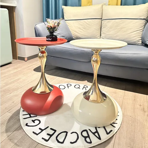Miniatura 5 de Mesita de noche pequeña, mesa auxiliar redonda de pedestal, mesa auxiliar Art Deco, mesa auxiliar moderna, mesa auxiliar para sala de estar, Dorado
