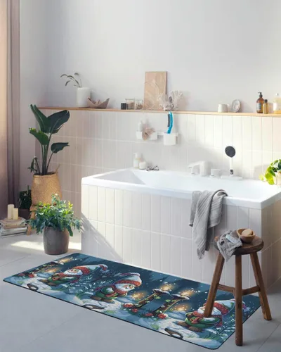 Miniatura 4 de Tapete de baño de gnomos de Navidad para bañera, antideslizante, de secado rápido y absorbente, tierra de diatomeas, fregadero, dormitorio, cocina
