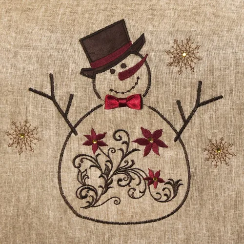 Miniatura 4 de Snowman Embroidered Collection Camino de mesa navideño, 13 x 72 pulgadas