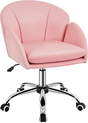 Miniatura 15 de Yaheetech Silla Linda de Escritorio para Hogar y Oficina, Silla Ajustable Moderna Tapizada Giratoria con Respaldo y Brazos para Trabajo, Estudio