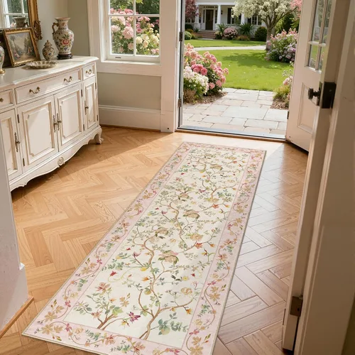 Miniatura 86 de Jinchan Alfombra Floral de Pasillo, 2x5, Alfombras Antideslizantes Lavables a Máquina, Alfombra Suave de Pelo Bajo para Pasillo, Resistente a