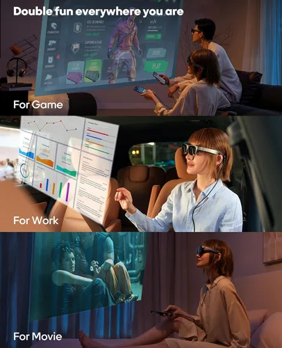 Miniatura 2 de Gafas AR, gafas inteligentes con teatro virtual OLED de 201 pulgadas, 1080P, película 3D, 50° FOV, brillo de 400 nits, transmisión de soporte, juego