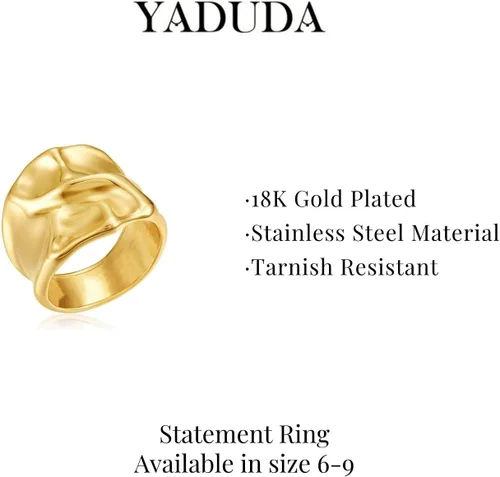 Miniatura 2 de YADUDA Juego de Anillos de Oro y Plata para Mujer Anillos Gruesos de Declaración ZC Anillo de Croissant de Ojo Maligno Anillo Grueso Chapado en Oro