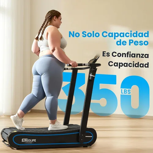 Miniatura 8 de ERGOLIFE Curved Treadmill with Non-Electric Motorized, 2-in-1 Folding Treadmill with APP for Home Workout, Compact Manual Walking Pad, Office