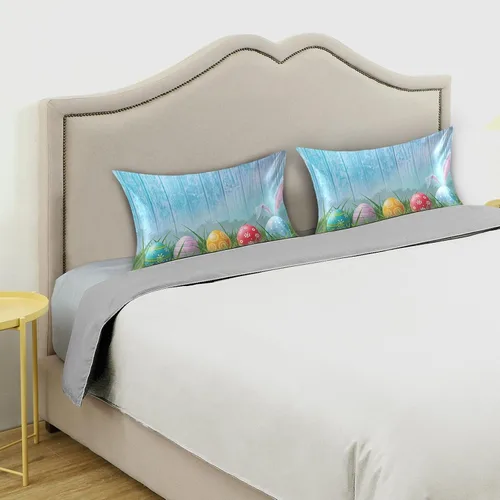 Miniatura 3 de Nander Funda de almohada de satén estándar de Pascua, huevos coloridos y orejas de conejo, funda de almohada para el hogar, funda de almohada suave