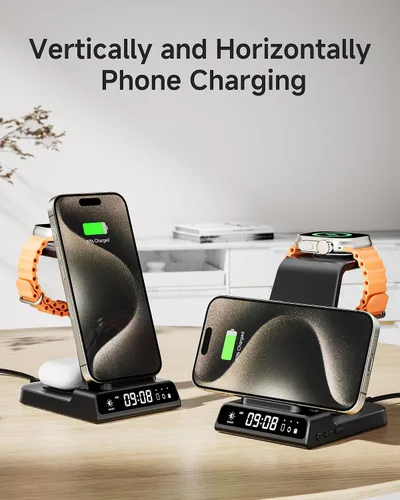 Miniatura 5 de Cargador inalámbrico para iPhone 17, estación de carga 3 en 1 para Apple Watch 11/10/9/8/7/6/5, Ultra 3/SE 3, para iPhone 17/16/15/14/13/12/11/X