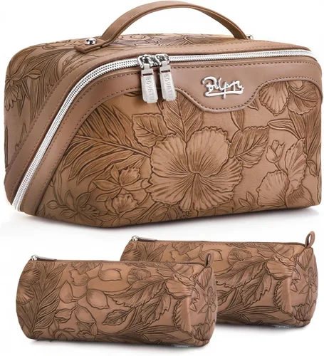 BOYATU Bolsas de maquillaje de viaje Bolsa organizadora de cosméticos: Juego de 3 bolsas de maquillaje de gran capacidad, bolsas de aseo de piel