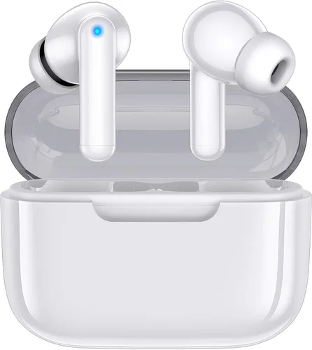 kurdene Auriculares inalámbricos, Bluetooth 5.3 en auriculares intrauditivos ligeros con sonido de graves profundos, 48 horas de tiempo de Blanco