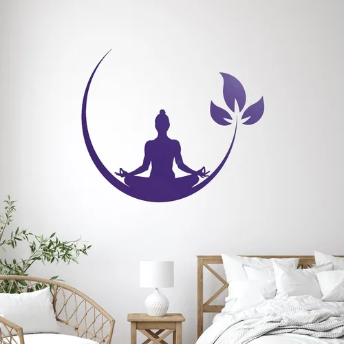 Miniatura 7 de Vinilo adhesivo de pared para sala de yoga, silueta de Buda, sala de meditación, meditación budista, hogar, decoración de estudio zen, arte Azul