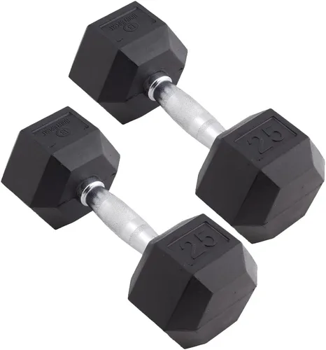 Miniatura 18 de Body Sport Mancuernas hexagonales con revestimiento de goma, par de mancuernas para ejercicios, equipo de entrenamiento de fuerza, accesorios