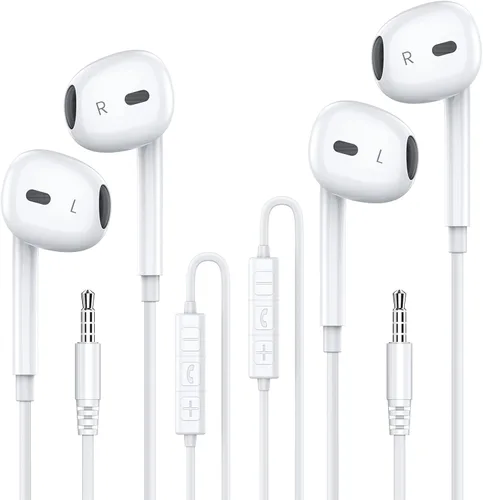 Miniatura 8 de MOSWAG - Audífonos con cable y con micrófono, auriculares intrauditivos de 3,5 mm con micrófono adecuados para teléfonos inteligentes, computadoras