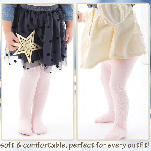 Miniatura 4 de Mini angel Mallas de punto trenzado para bebé niña, medias de algodón sin costuras, medias cálidas de invierno, paquete de 345