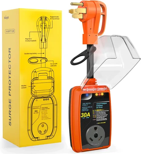 Miniatura 10 de Nilight Protector de sobretensiones RV de 30 amperios, analizador de circuito de 2100 julios, monitor de voltaje de picos altos y bajos, 125 V/3750