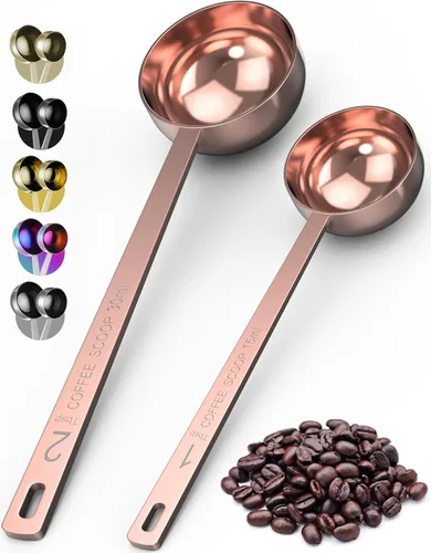 Miniatura 10 de Orblue Juego Premium de Cucharas para Café - 1 Cucharada (15ml) y 2 Cucharadas (30ml) Cuchara Medidora - Cuchara Medidora de Café de Acero Plata