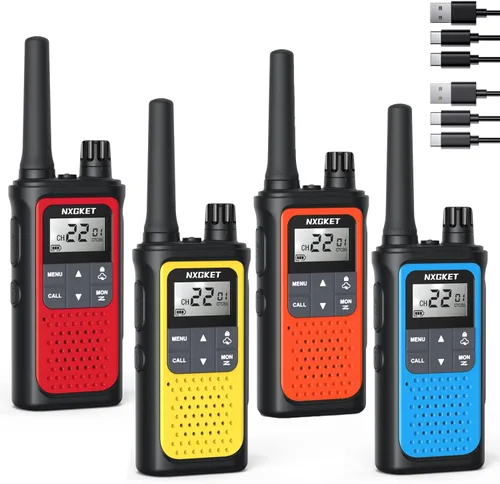 Miniatura 8 de NXGKET Walkie Talkies para adultos de largo alcance con alertas meteorológicas NOAA, radios bidireccionales recargables de 2 vías con 22 canales