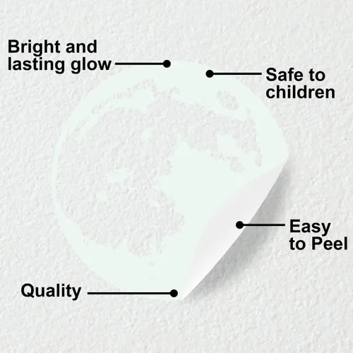 Miniatura 3 de Calcomanía de pared que brilla en la oscuridad con estrellas y luna – Calcomanía de techo brillante para habitación de niños, decoración de luz