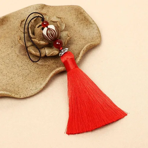 Miniatura 3 de WEISHA Llavero 1 pieza Bodhi Lotus Flower Tassel Pendant Mo Dao Zu Shi Wei WuXian Lanzhan, accesorios de cosplay, cordón trenzado hecho a mano