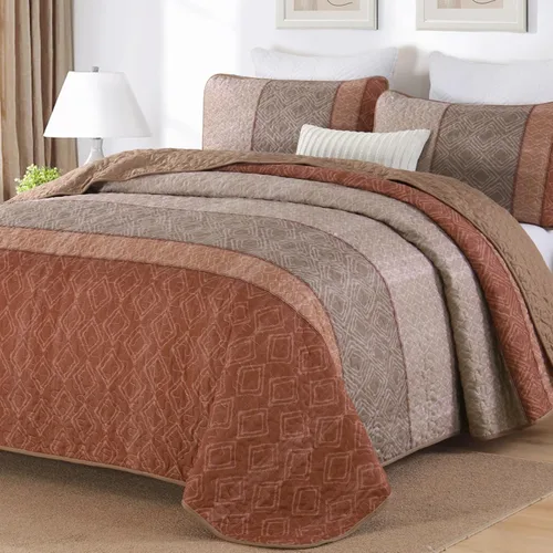 Miniatura 24 de Cottolester Juego de edredón de otoño de 2 piezas, tamaño individual, colcha de retazos a rayas marrones para hombres y mujeres, juego de ropa