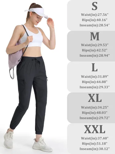 Miniatura 6 de MAGCOMSEN Pantalones deportivos de senderismo para mujer, resistentes al agua, ligeros, de secado rápido, pantalones deportivos de viaje y campamento
