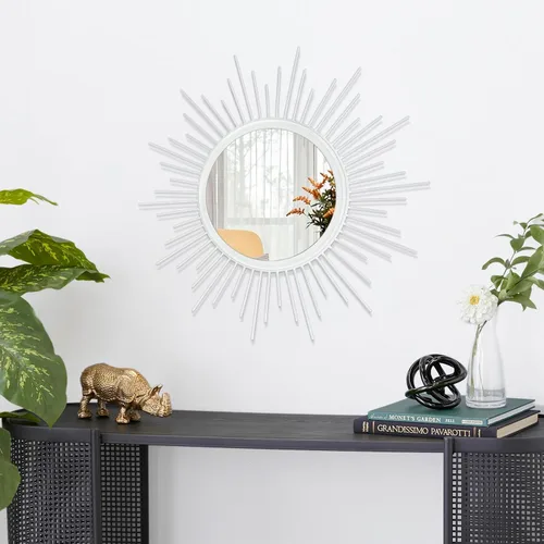 Miniatura 2 de Espejo de pared Sunburst con radios para el hogar, espejo de arte de pared clásico de metal moderno, espejo colgante moderno, decoración de sala