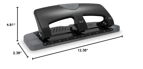 Miniatura 9 de Swingline Perforadora de 3 agujeros, capacidad para 20 hojas, perforadora de 3 anillos, perforadora de papel, SmartTouch de bajo esfuerzo, negro