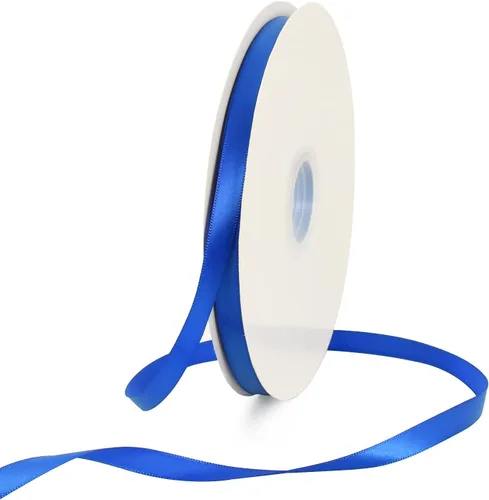 TONIFUL - Rollo de listón de satén de color liso, para envolver regalos, invitaciones, cabello, manualidades, costura, bodas, San Valentín, 3/8 Azul