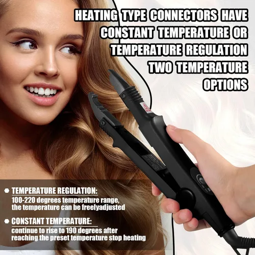 Miniatura 4 de Zhehao Herramienta de extensiones de cabello de fusión, extensiones de cabello profesionales con punta K, herramientas de enchufe de hierro térmico
