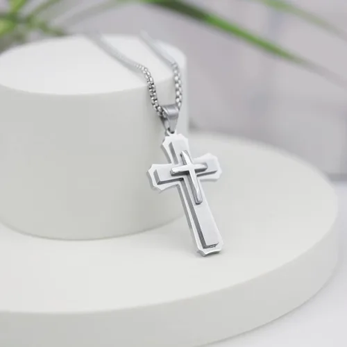 Miniatura 6 de Cross necklace for men Christian gifts for women,silver necklaces for teen girls chain mens religious essentials fear of god jewelry men's stainless