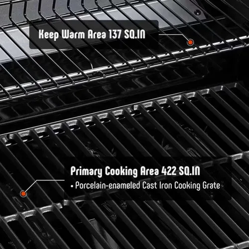 Miniatura 6 de Feasto Parrilla de gas con quemadores 4+1 totalmente de acero inoxidable, parrilla de propano para exteriores con cuerpo de cámara recubierto