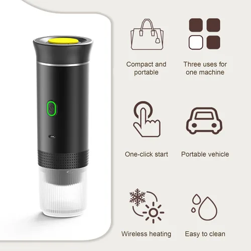 Miniatura 2 de Cafetera portátil, cafetera eléctrica inalámbrica 3 en 1, funciona con cápsulas y café molido, cafetera fría y calefacción con taza de 5.1 fl oz