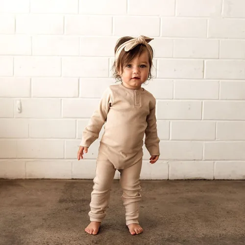 Miniatura 2 de SAYOO Traje de bebé niño y niña, recién nacido, neutro, acanalado, mameluco de una pieza, para sesión de fotos