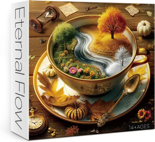 Seasons of Cup - Rompecabezas para adultos de 1000 piezas de naturaleza, hermoso paisaje de plantas, flores, jardín, rompecabezas artísticos,