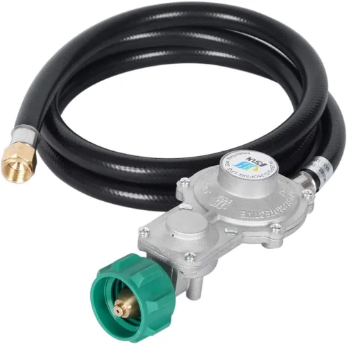 Miniatura 2 de GasSaf Regulador de propano de dos etapas de 5 pies con manguera para generador de combustible dual, electrodomésticos de RV, estufa de gas y más