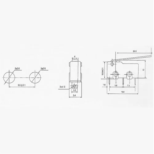 Miniatura 4 de 10 unids 3-pin Micro Touch Switch NO+NC 3a/5a 125VAC 250VAC Mini interruptor de límite Micro interruptor micro interruptor con 1.142 in barra larga