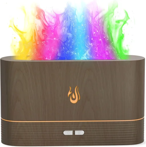 Difusor de aceites esenciales de aroma colorido para el hogar, humidificador silencioso de llama de niebla fría para dormitorio con control remoto,
