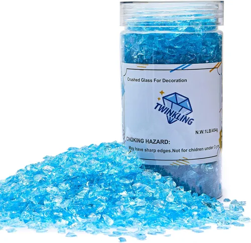 Miniatura 29 de TWINKLING Grava de vidrio de alto brillo con destellos, vidrio roto, chips de gemas de fuego, vidrio triturado para chimenea, manualidades